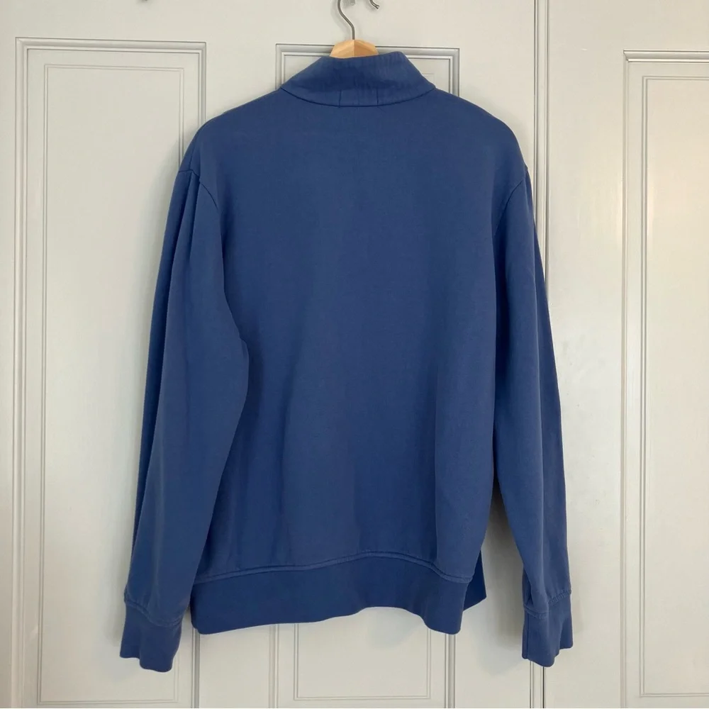Polo Ralph Lauren Blue Quarter Zip Fleece Sweatshirt L | Preppy Cozy Academia - Picture 5 of 6